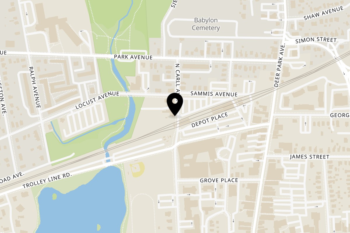 Map showing the location of Mamey Mexican Taqueria on 122 N Carll Ave in Babylon
